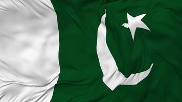 Pakistan Flag Seamless Looping Background, Looped Bump Texture Cloth Waving Slow Motion, 3D Rendering video