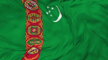 Turkmenistan Flag Seamless Looping Background, Looped Bump Texture Cloth Waving Slow Motion, 3D Rendering video