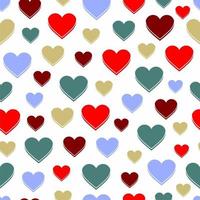 Colorful hearts with different expressions. Seamless pattern of varied hearts. Valentine's texture vector