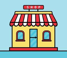 Shop building cartoon flat design illustration Store building vector icon