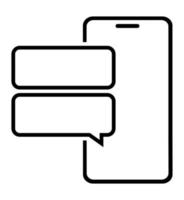 smartphone icon with incoming and outgoing messages. Text and voice messages. Online chat. Vector on white background