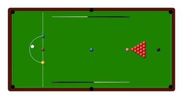 Snooker billiard table with lines and balls. Sports design element. Snooker competition. Vector