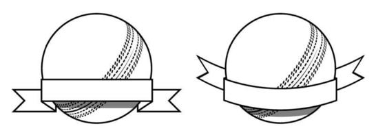 symbol set, sport ball for cricket on white background with ribbon. Cricket competition. Isolated vector
