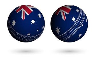 cricket ball in realistic style in colors of australian flag. Summer team sports. 3d vector on white background