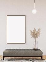 3D illustration Mockup blank photo frame in living room rendering