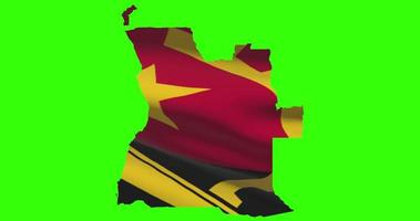 Angola country shape outline on green screen with national flag waving animation video