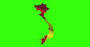 Vietnam country shape outline on green screen with national flag waving animation video