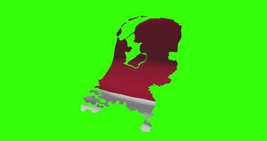 Nederland land vorm schets Aan groen scherm met nationaal vlag golvend animatie video