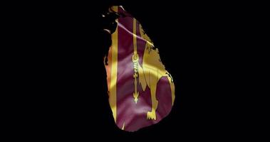 Sri Lanka outline with waving national flag. Alpha channel background. Country shape with animation video