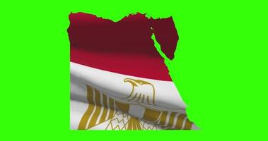 Egypt country shape outline on green screen with national flag waving animation video