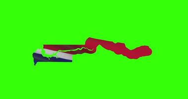 Gambia country shape outline on green screen with national flag waving animation video