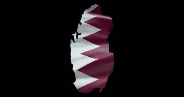 Qatar outline with waving national flag. Alpha channel background. Country shape with animation video