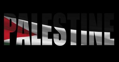 Palestina land naam met nationaal vlag zwaaien. grafisch tussenstop video