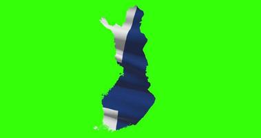 finland Land form översikt på grön skärm med nationell flagga vinka animering video