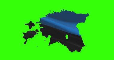 Estonia país forma contorno en verde pantalla con nacional bandera ondulación animación video