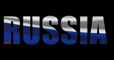 Russie pays Nom avec nationale drapeau agitant. graphique halte video