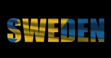 Sverige Land namn med nationell flagga vinka. grafisk mellanrum video