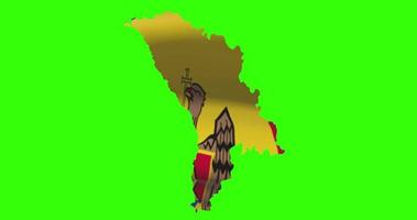 Moldova country shape outline on green screen with national flag waving animation video