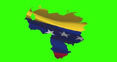 venezuela Land form översikt på grön skärm med nationell flagga vinka animering video
