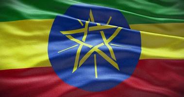 Etiópia país bandeira acenando fundo, 4k pano de fundo animação video