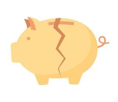 Broken piggy bank icon. Financial, banking, budget and investment concept. Vector flat illustration