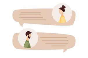 Online chat icon. Speech bubble with character avatars. Internet communication. Notifications. Chat box, message box. Vector flat illustration