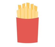 French fries in paper red box icon. Fast food concept. Vector flat illustration