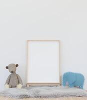 3D mockup photo frame in chidren room rendering