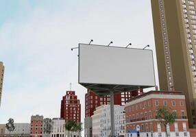 3D mockup blank billboard in downtown rendering photo
