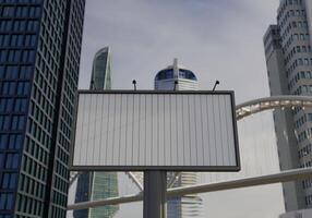 3D mockup blank flip billboard in downtown rendering photo