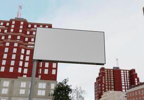 3D mockup blank billboard in downtown rendering photo