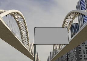 3D mockup blank billboard in downtown rendering photo