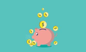 piggy bank with gold coins vector