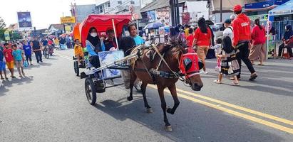 Surakarta, Indonesia, January 8, 2023 Dokar Wisata or chariot joyride in sunday car free day surakarta photo