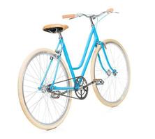 Stylish womens blue bicycle isolated on white photo