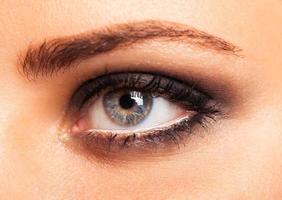 Closeup of beautiful womanish eye with glamorous makeup photo