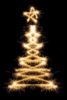 Christmas tree made by sparkler on a black photo