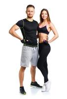 Sport couple - man and woman after fitness exercise photo