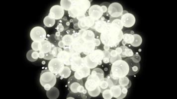 Schleife Star Luftblasen Partikel schwebend schwarz abstrakt Hintergrund.