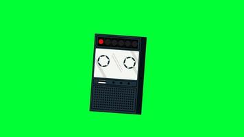 2D tape recorder animation with green background. 4K video suitable for advertisements, movies, presentations, and videos