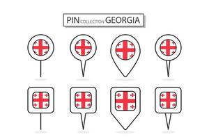 Set of flat pin Georgia flag icon in diverse shapes flat pin icon Illustration Design. vector