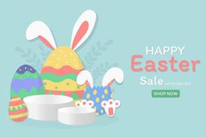3D background podium cylinder to show product template with Easter Day Theme. vector