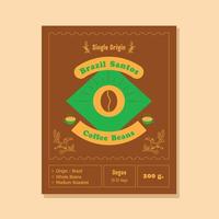 Brazil Santos coffee label with coffee beans vector