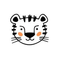 pequeño Tigre en garabatear estilo. linda escandinavo impresión con pequeño tigre. linda mano dibujado tigre. vector ilustración - dibujos animados tigre. niño dibujo