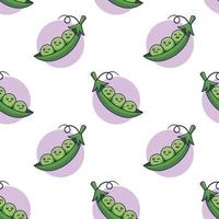 Cute Kawaii Peas seamless pattern in doodle style. Vector hand drawn cartoon Pea pod illustration. Hand drawn Sketch of Peas. Pattern for kids clothes.
