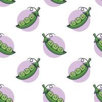 Cute Kawaii Peas seamless pattern in doodle style. Vector hand drawn cartoon Pea pod illustration. Hand drawn Sketch of Peas. Pattern for kids clothes.