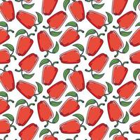 Cute Red Pepper seamless pattern in doodle style. Vector hand drawn cartoon Red Pepper illustration. Hand drawn Sketch of Red Pepper. Pattern for kids clothes.