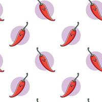 Cute Kawaii Red Chili Pepper seamless pattern in doodle style. Vector hand drawn cartoon Red Chili Pepper illustration. Hand drawn Sketch of Red Chili Pepper. Pattern for kids clothes.