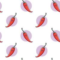 Cute Kawaii Red Chili Pepper seamless pattern in doodle style. Vector hand drawn cartoon Red Chili Pepper illustration. Hand drawn Sketch of Red Chili Pepper. Pattern for kids clothes.