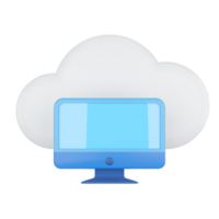 Computer. Cloud Computing Concept. 3D rendering. png